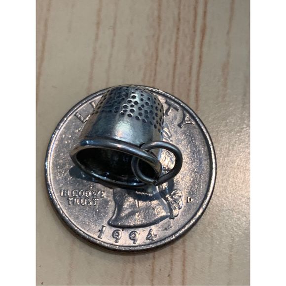 Sewing Thimble Sterling Silver Jewelry Charm #sew - Picture 3 of 4